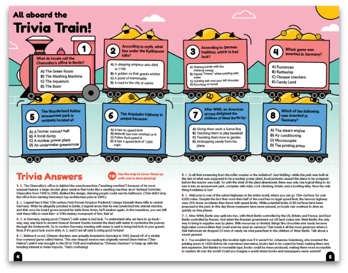 Booklet trivia train page