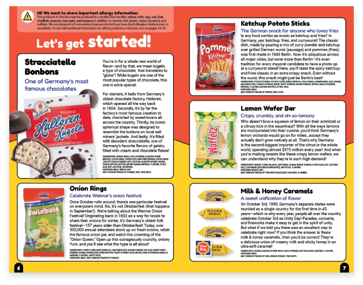 Booklet snack history page