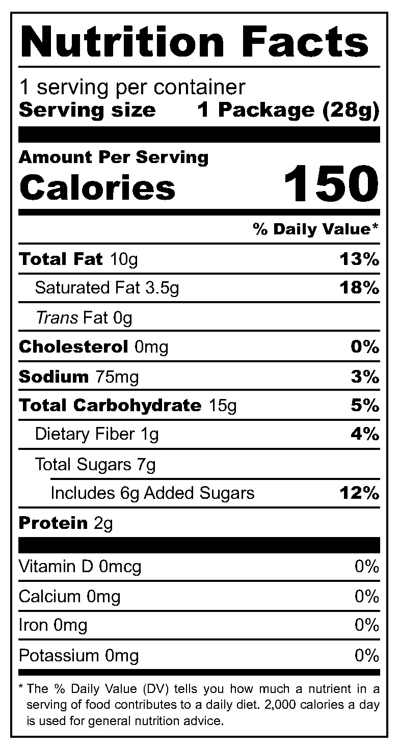 Grandma Wild's Oaty Biscuits nutritional label