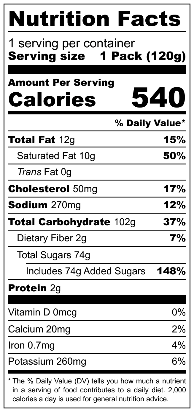 Thai Custard Mix Pandan Flavor nutritional label