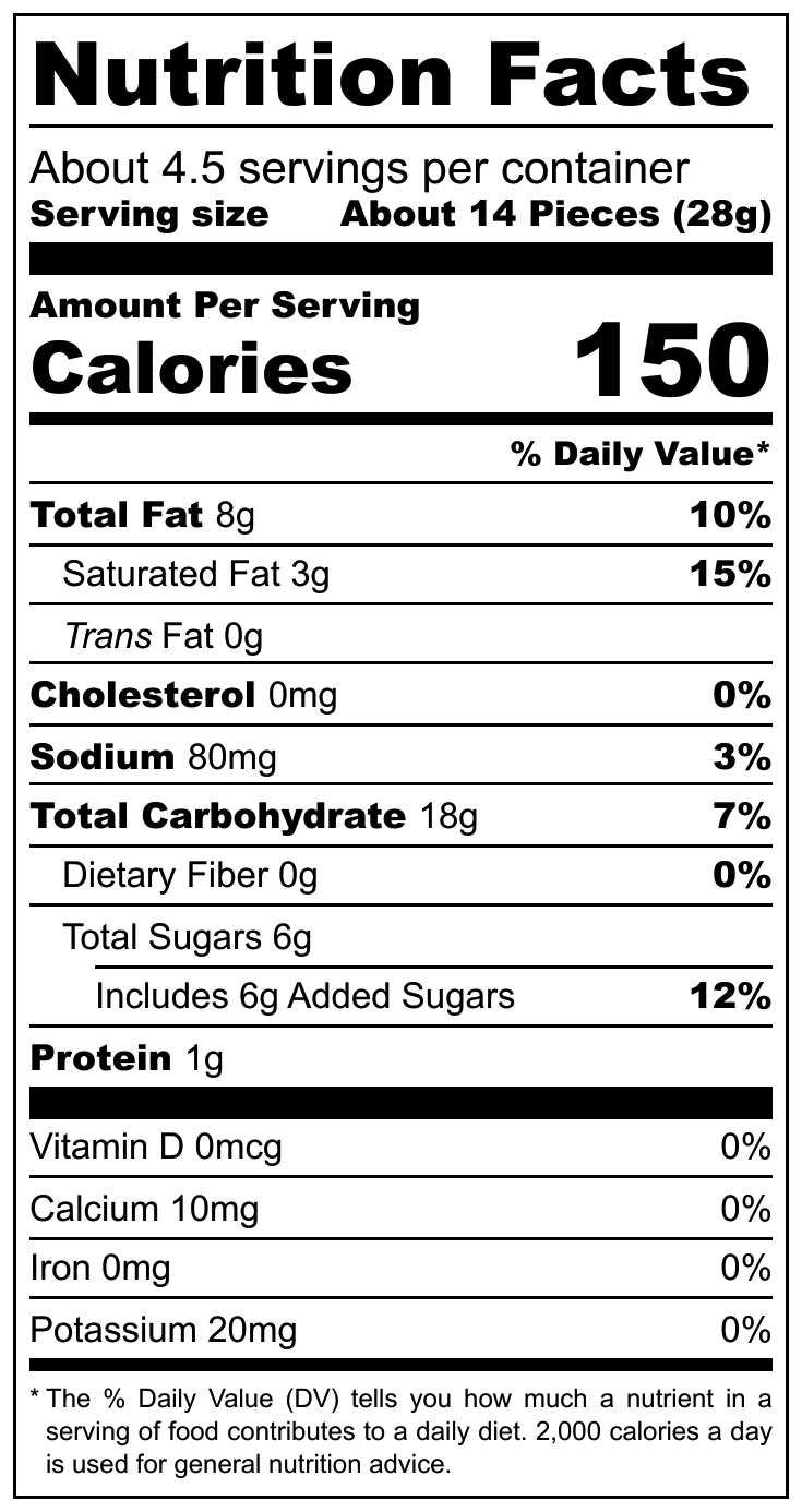 Crown Shinzzang nutritional label