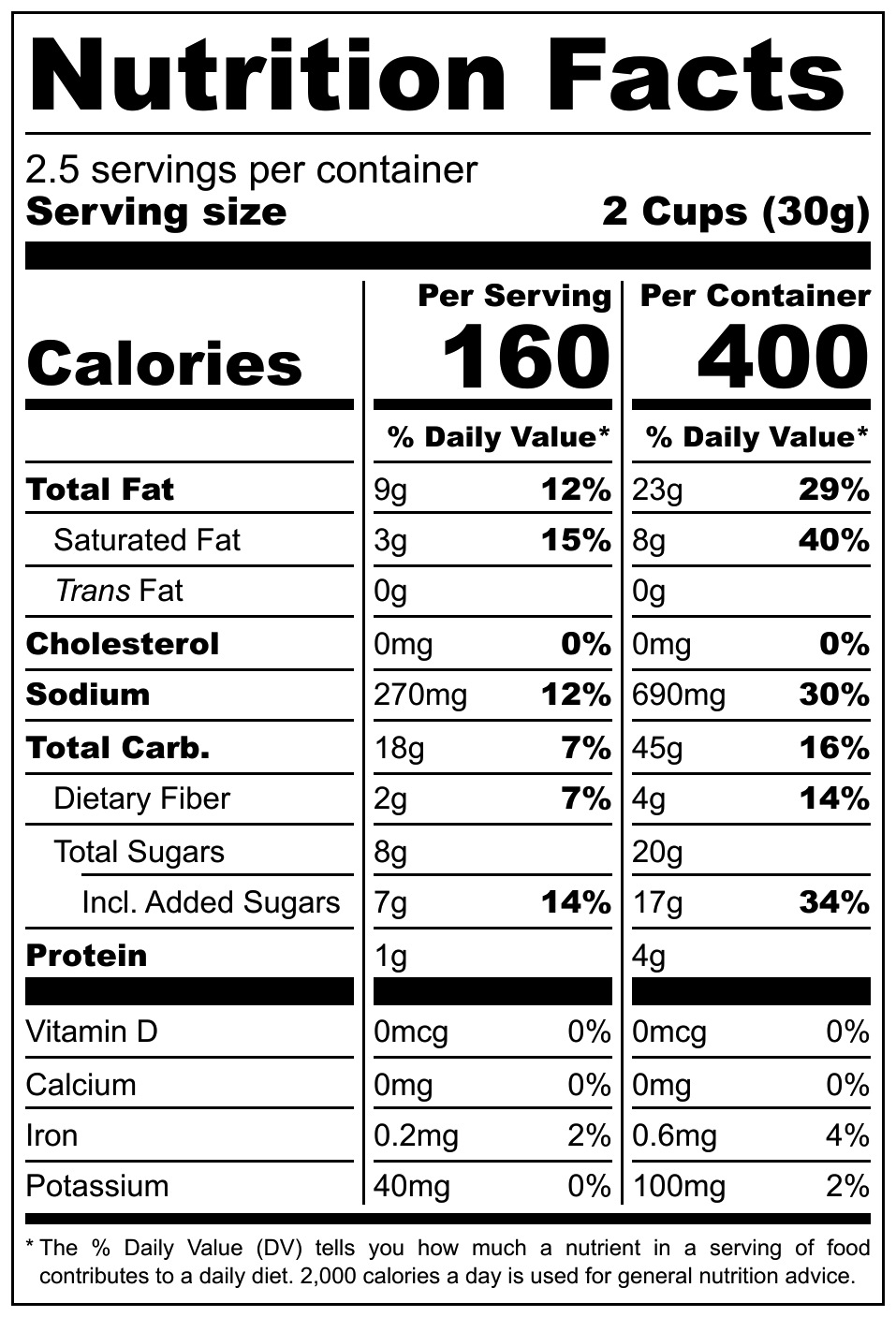 Darda K Popcorn Hot Chili nutritional label