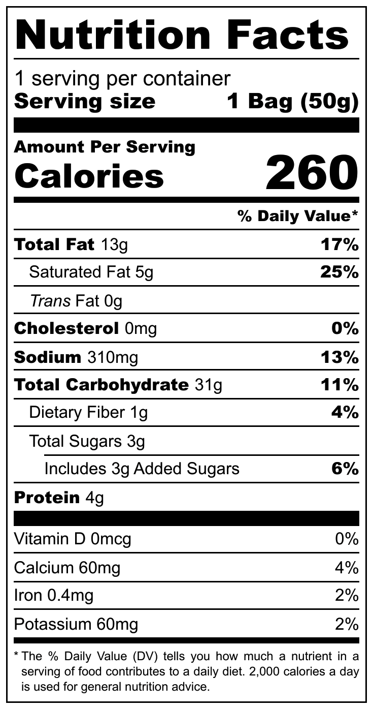 Darda Pretzel Honey Butter nutritional label