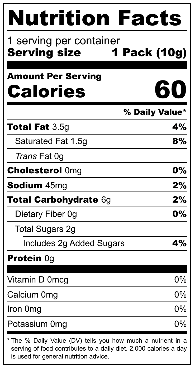 Triko Foods Taro Cookies nutritional label
