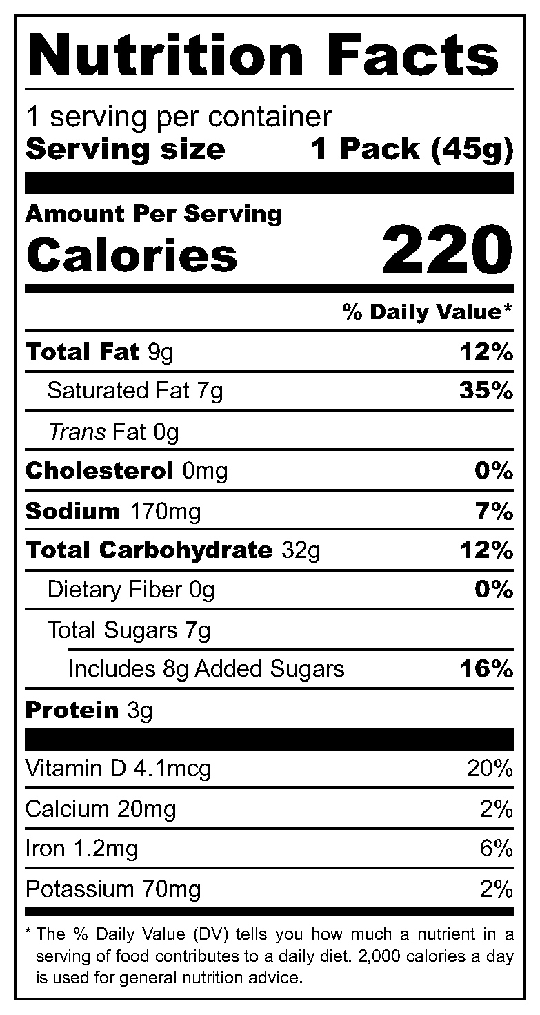 Italian Moment Coffee Joy nutritional label