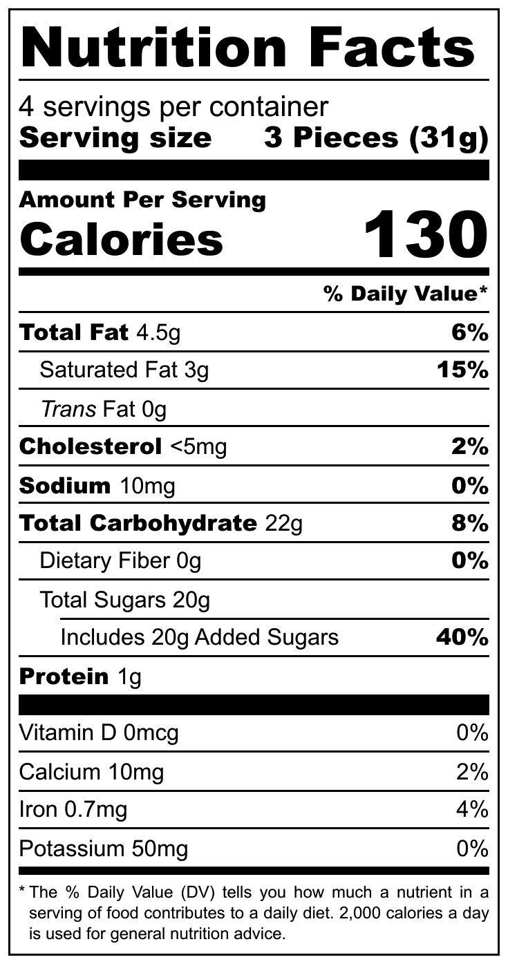 Halloren O’s Stracciatella nutritional label