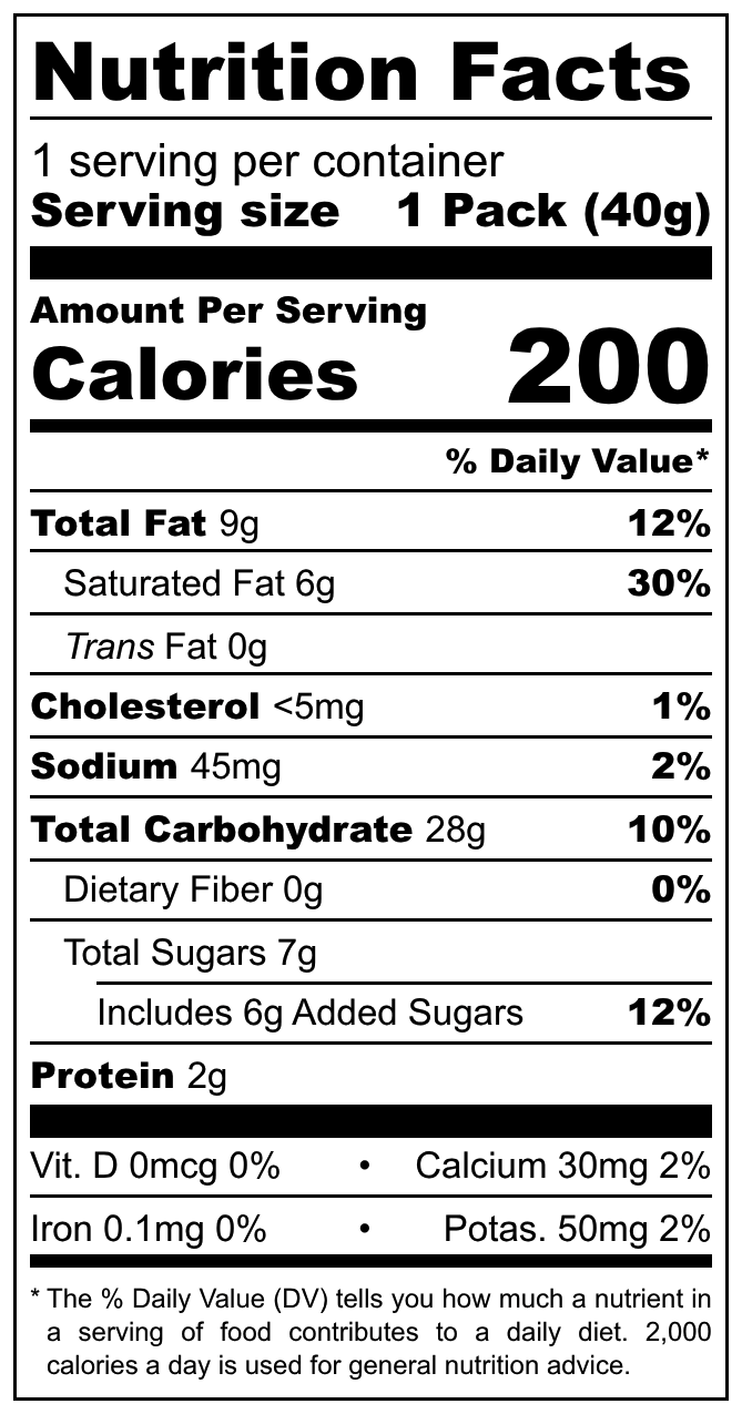 Bibs Morango Extreme nutritional label