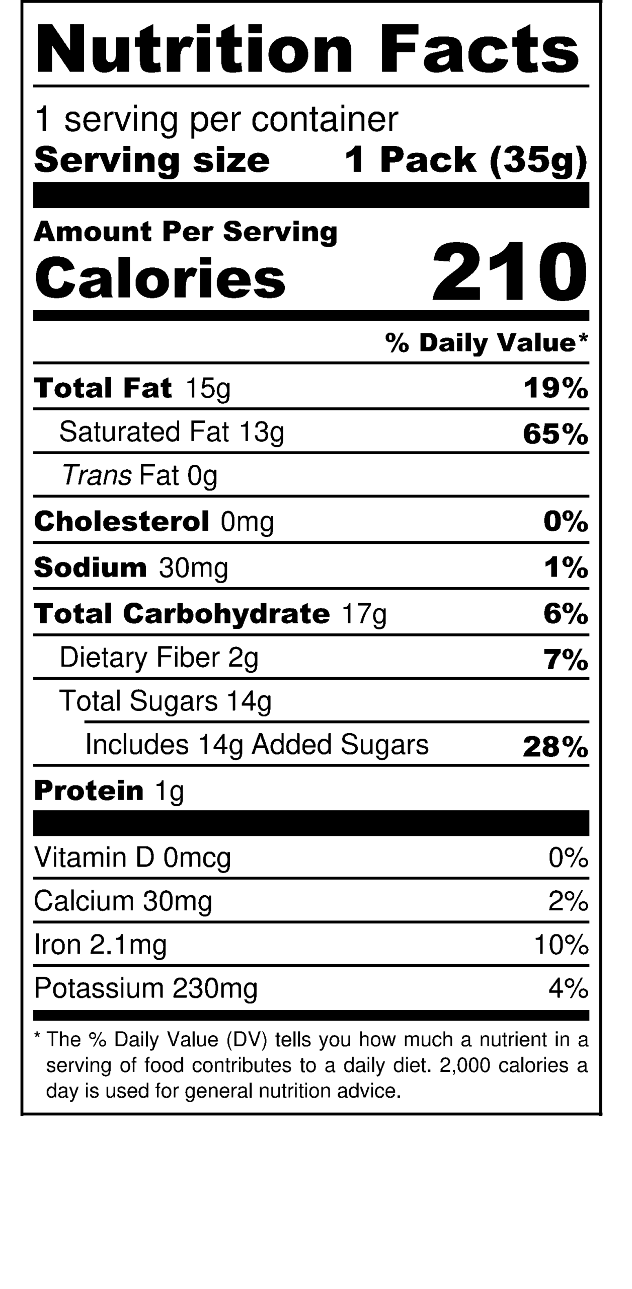 Truffee’s & Co Popcorn nutritional label