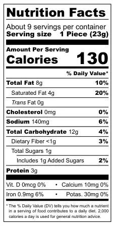 Anand Namkeen Mini Samosa nutritional label