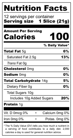 Bikano Soan Papdi nutritional label