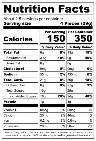Britannia Jim Jam Pops nutritional label
