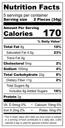 Mrs. Bector's Cremica Chai Spice nutritional label