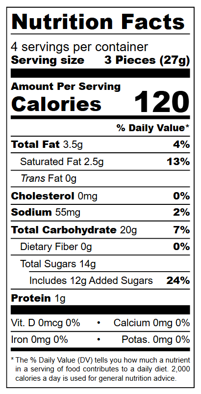 Parle Eclairs Milk nutritional label