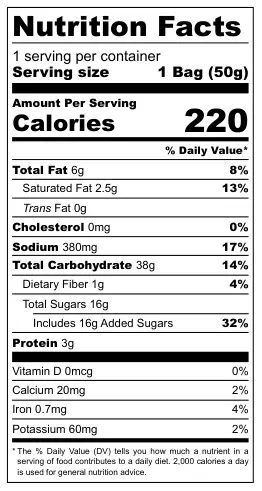 Bolletje Kruidnoten nutritional label