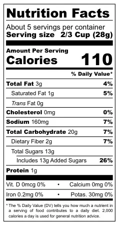 Jimmy’s Salted Caramel Popcorn nutritional label