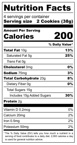 Merba Lemon Chocolate Cookies nutritional label