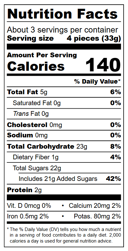 Cocoa Dusted Marzipan Balls nutritional label