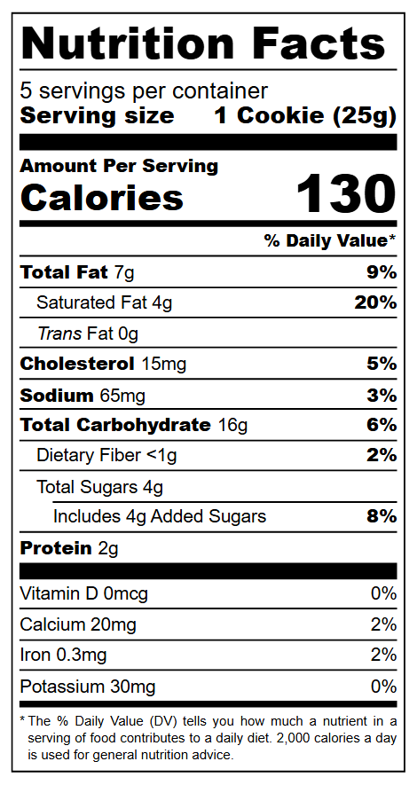 Dean's All Butter Shortbread Petticoat Tails nutritional label