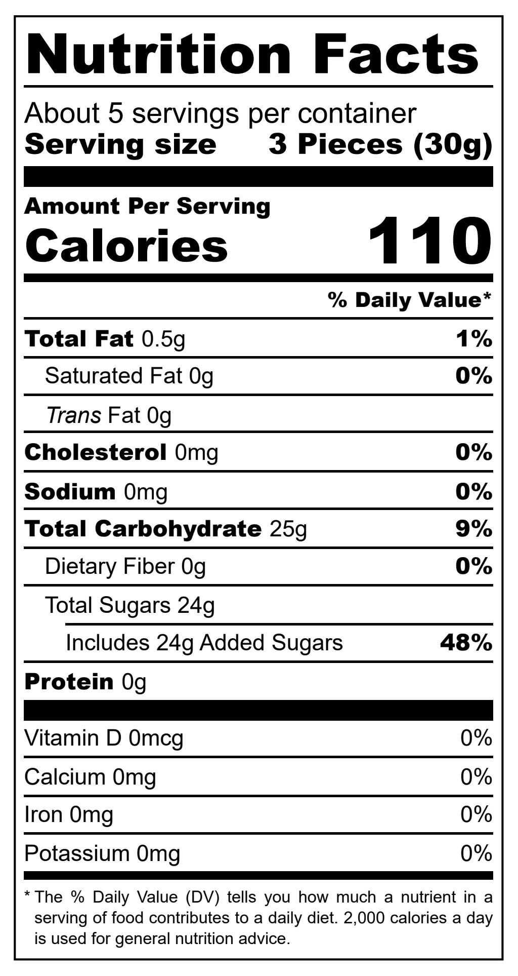 Loukoumi Me Fystiki Kelyfoto nutritional label