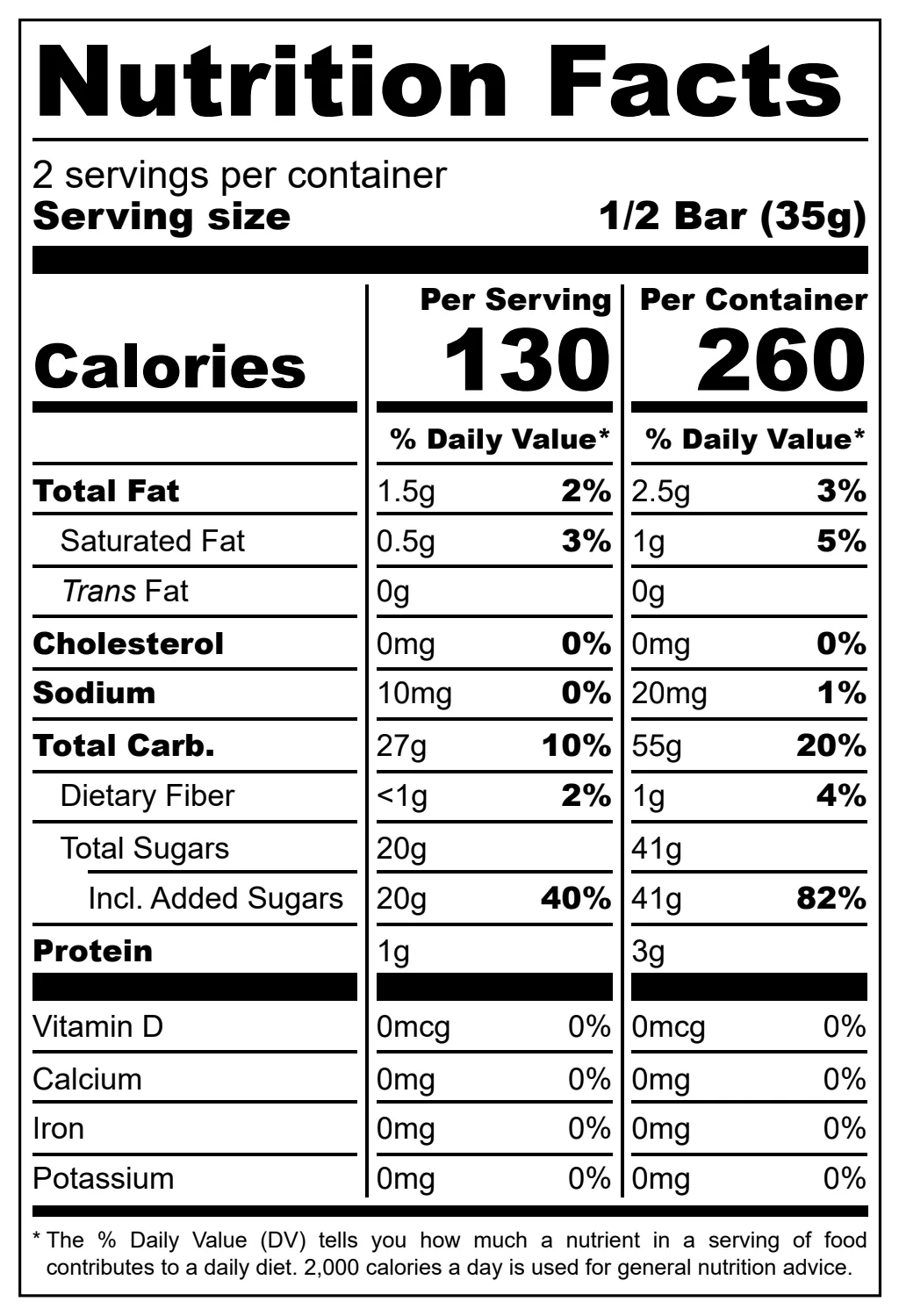 Mandolato Me Portokali nutritional label