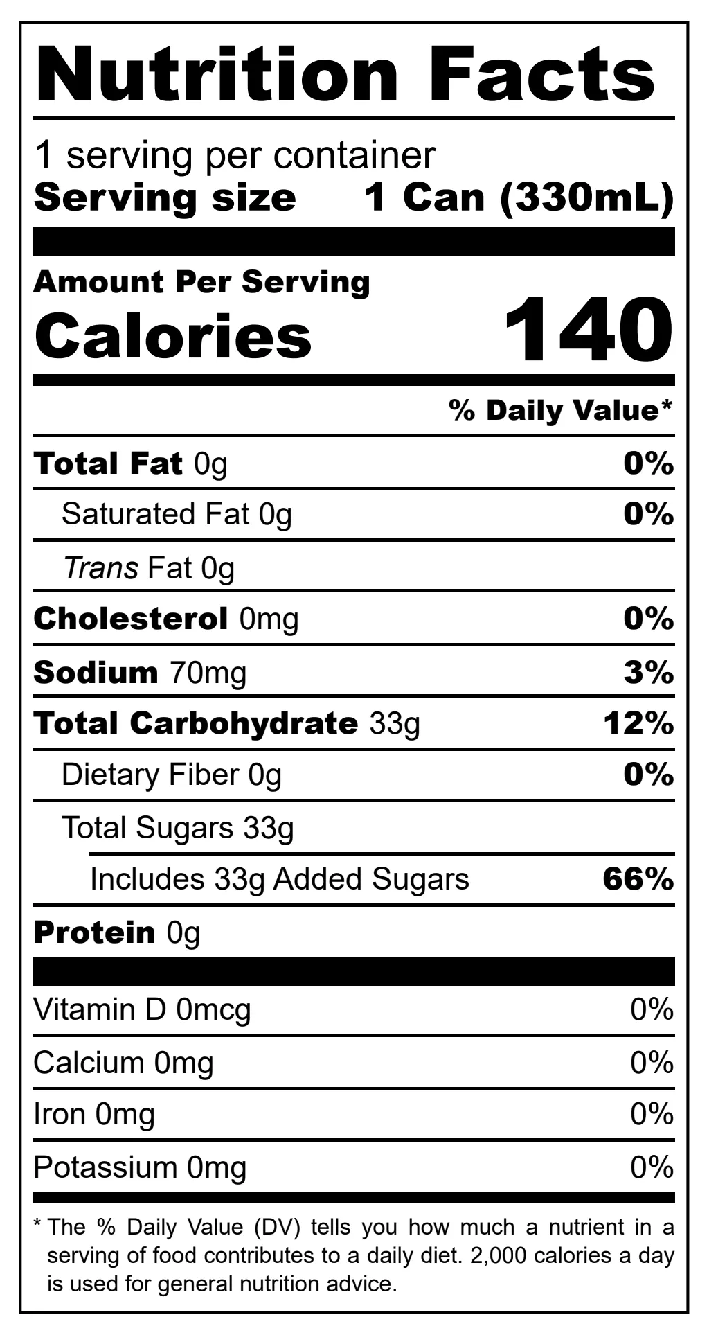 San Pellegrino Chinotto Drink nutritional label