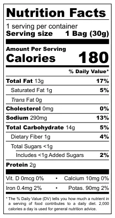 Yamaei Seaweed Tempura Snack nutritional label