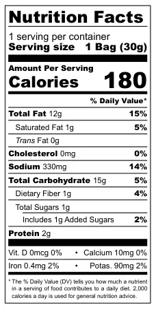 Yamaei Seaweed Tempura Snack nutritional label