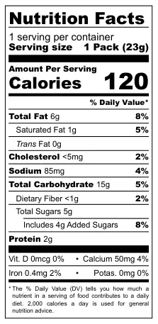 Ginbis Animal-Shaped Biscuits nutritional label