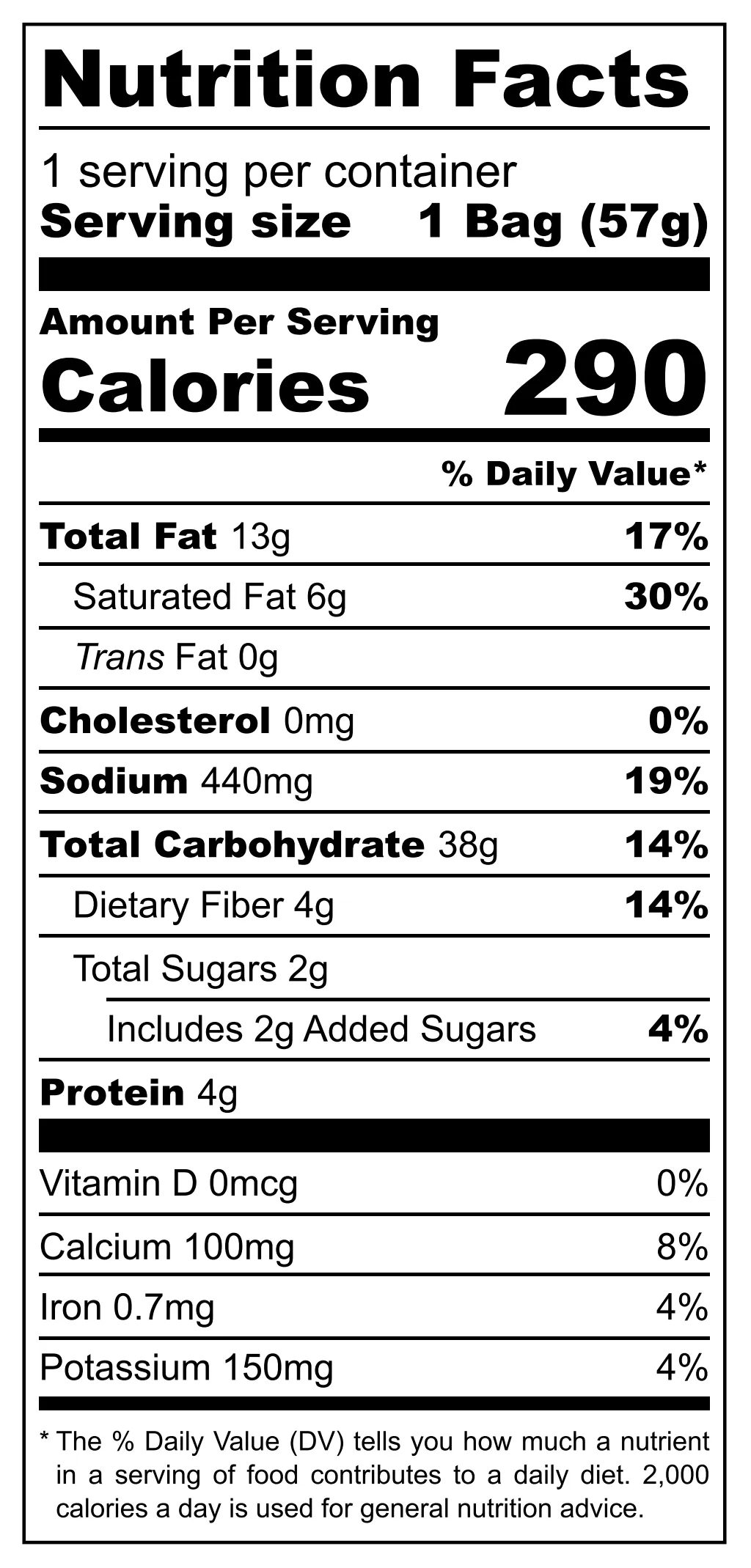 Snacker Norteñitos nutritional label