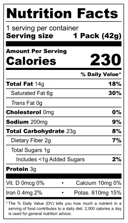 Tasto Devil and Emperor Chili nutritional label