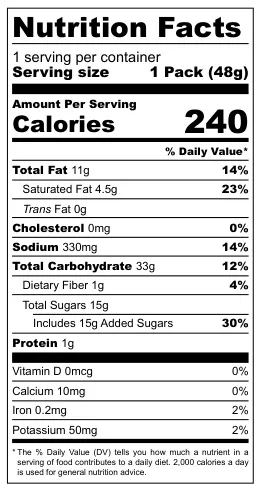 Party Fried Wheat Snack nutritional label