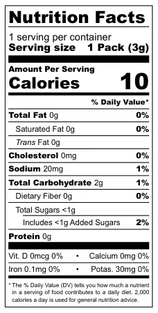 Tao Kae Noi Big Roll nutritional label