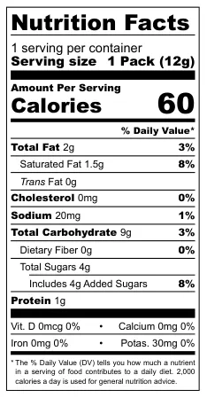 Unifirms Topco Cone nutritional label