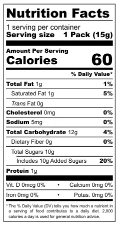 Ice Caffe Latte Banana Mix nutritional label