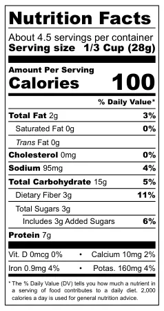 Wasabi & Soy Sauce Flavored Chickpeas nutritional label