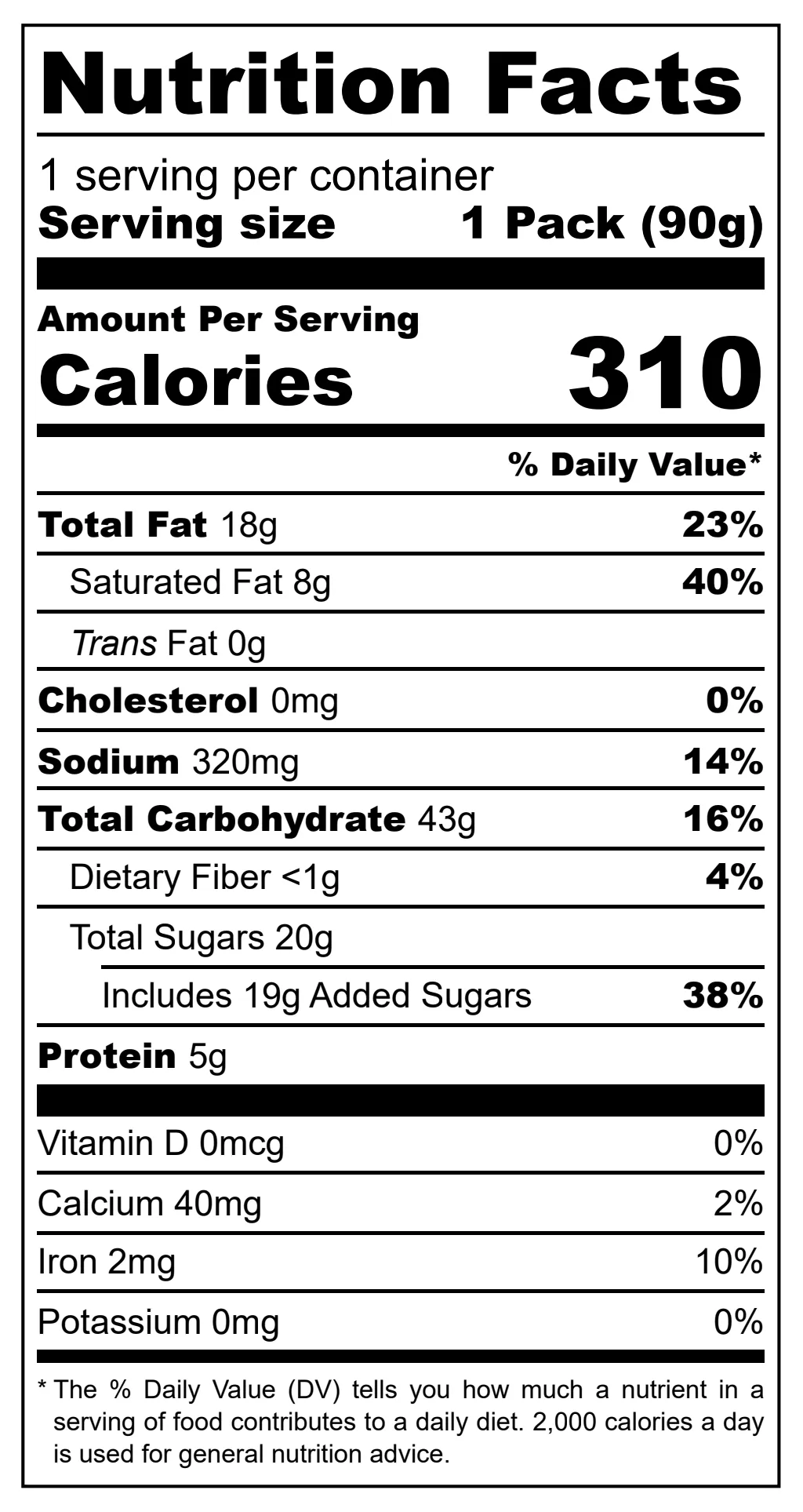 Castipan Gâteau au Café nutritional label