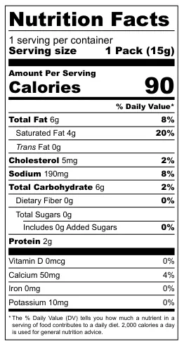 Noble Gouda Cheese Biscuits nutritional label