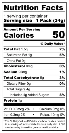 Festival Coco nutritional label