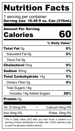 Colombiana Postobón nutritional label