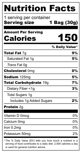Aspil Doble M nutritional label