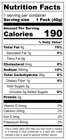Aspil Puntazos Mix nutritional label