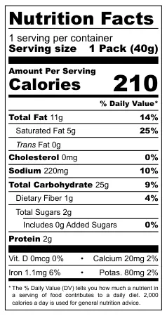 Anand Jolliz Namkeen Khatti Mithi Ring nutritional label