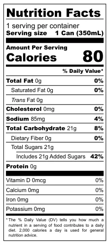 Sanko Pineapple Cider nutritional label