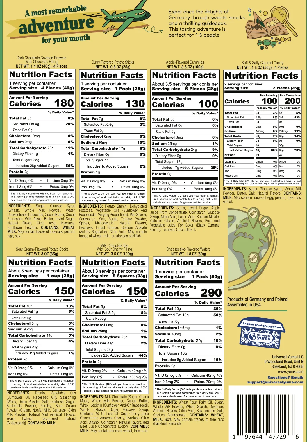 Germany Tasting Adventure nutritional label