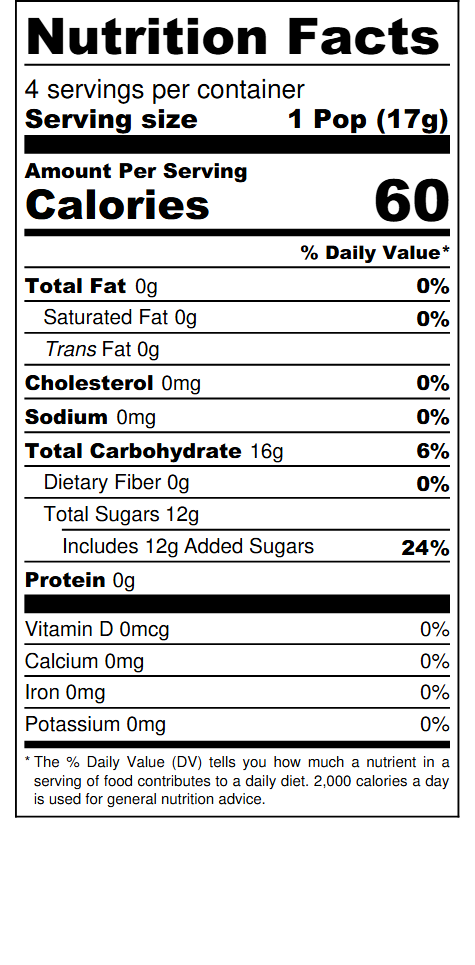 Bon Bon Bum Maracuyá nutritional label