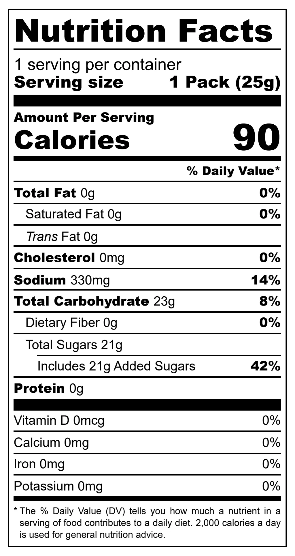 Barratt's Sherbert Fountain nutritional label